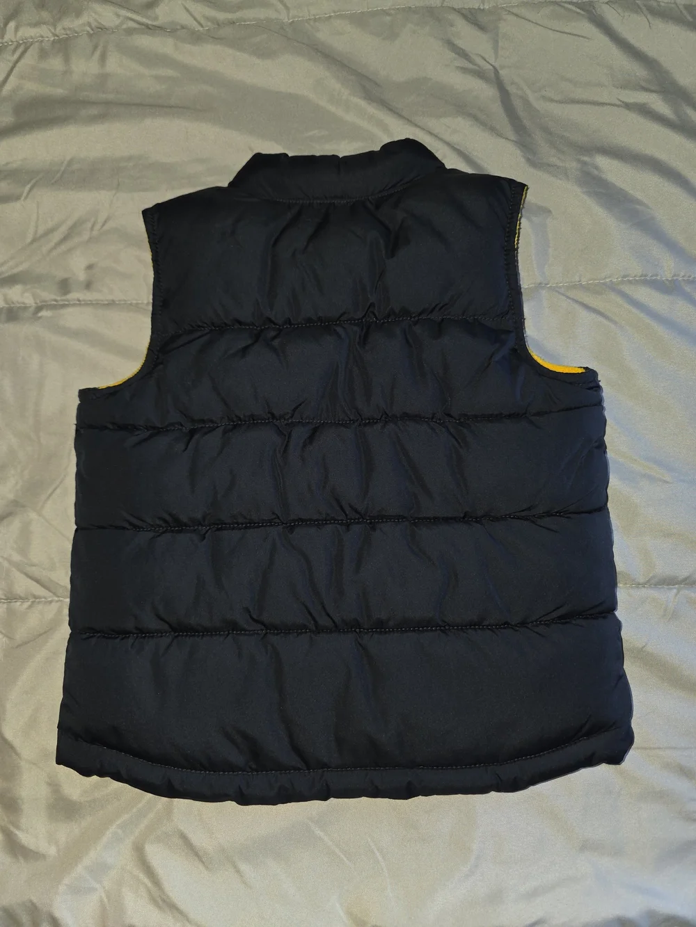 Old Navy Black Puffer Vest with Yellow Trim